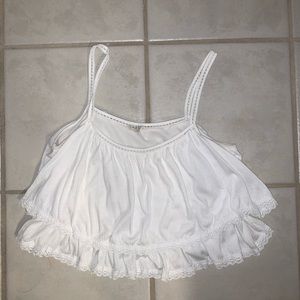 White ruffle tank top